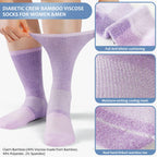 Bulinlulu Non Binding Diabetic Socks for Women&Men,6 Pairs Crew Diabetic Socks,Diabetic Crew Socks with Seamless Toe(Medium,Ligh