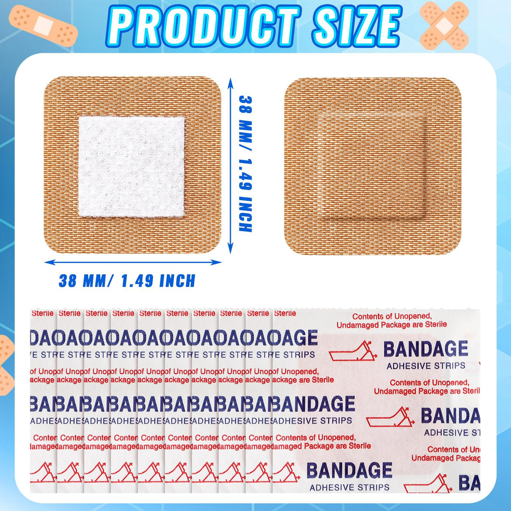 Marsui 200 Pcs Adhesive Spots Bandages Square Tan Adhesive Bandages Flexible Non Latex Knuckle Fingertip for Small Incisions Wou