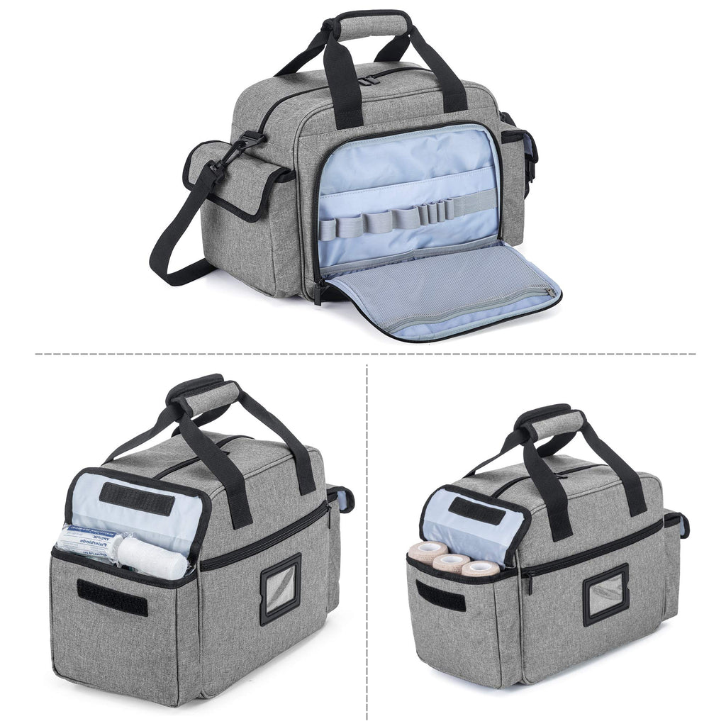 Trunab Home Health Nurse Bag Empty, Portable Medical Supplies Shoulder Bag for Hospice, Home Visit, Hospital Interns, Grey, Bag