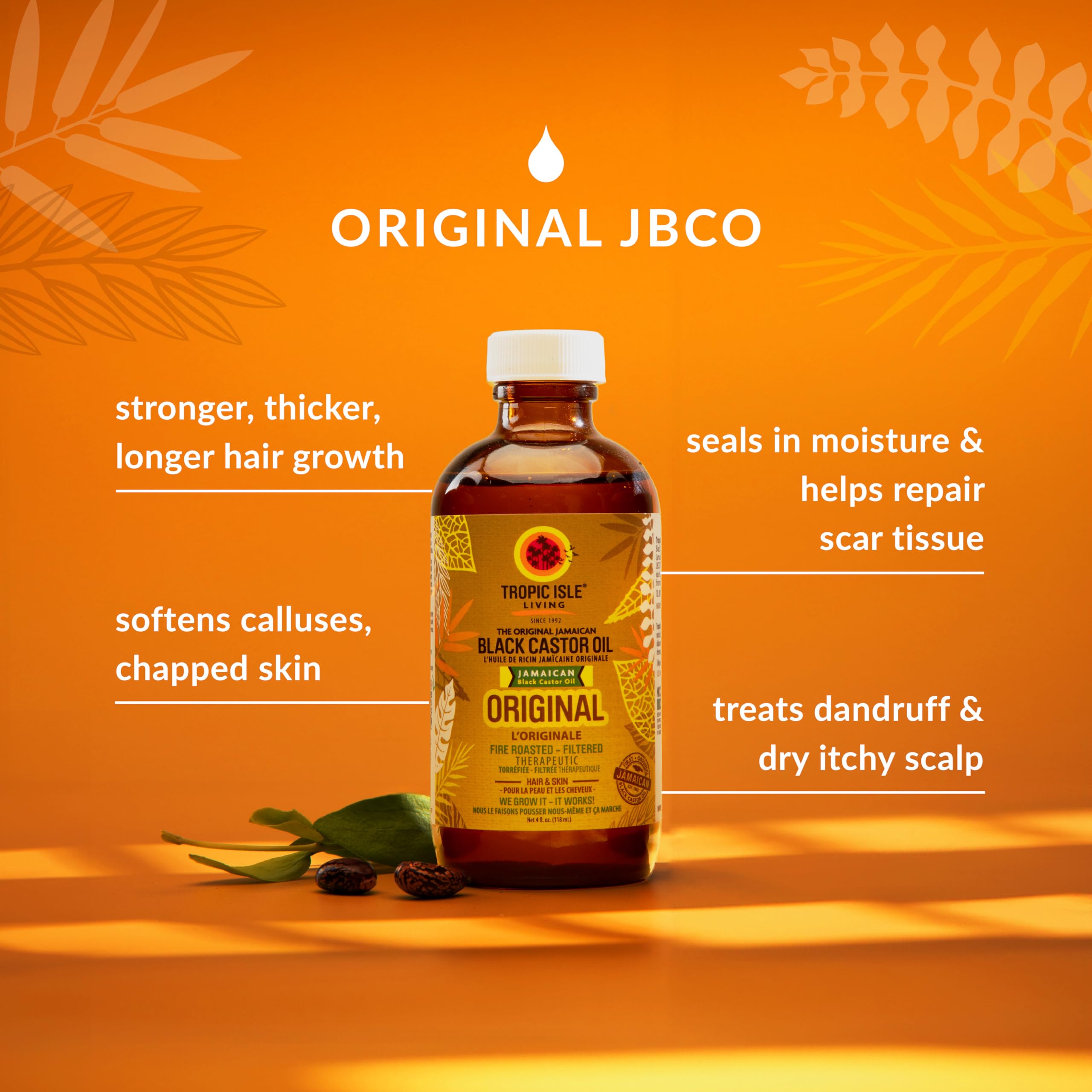 Tropic Isle Living Jamaican Black Castor Oil | Rich in Vitamin E, Omega Fatty Acids & Minerals | For Hair Growth Oil, Skin Condi