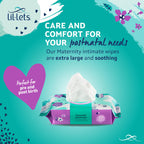 Lil-Lets Maternity Intimate Wipes, 1 Pack of 25 Wipes (25 Count), Extra Large, Biodegradable Wipes, For Pre & Post Birth, Gynaec