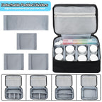 Medicine Organizer Bag, Dual Layers Pill Bottle Organizer Storage Bag with Adjustable Divide, Medication Travel Bag for Pills, V