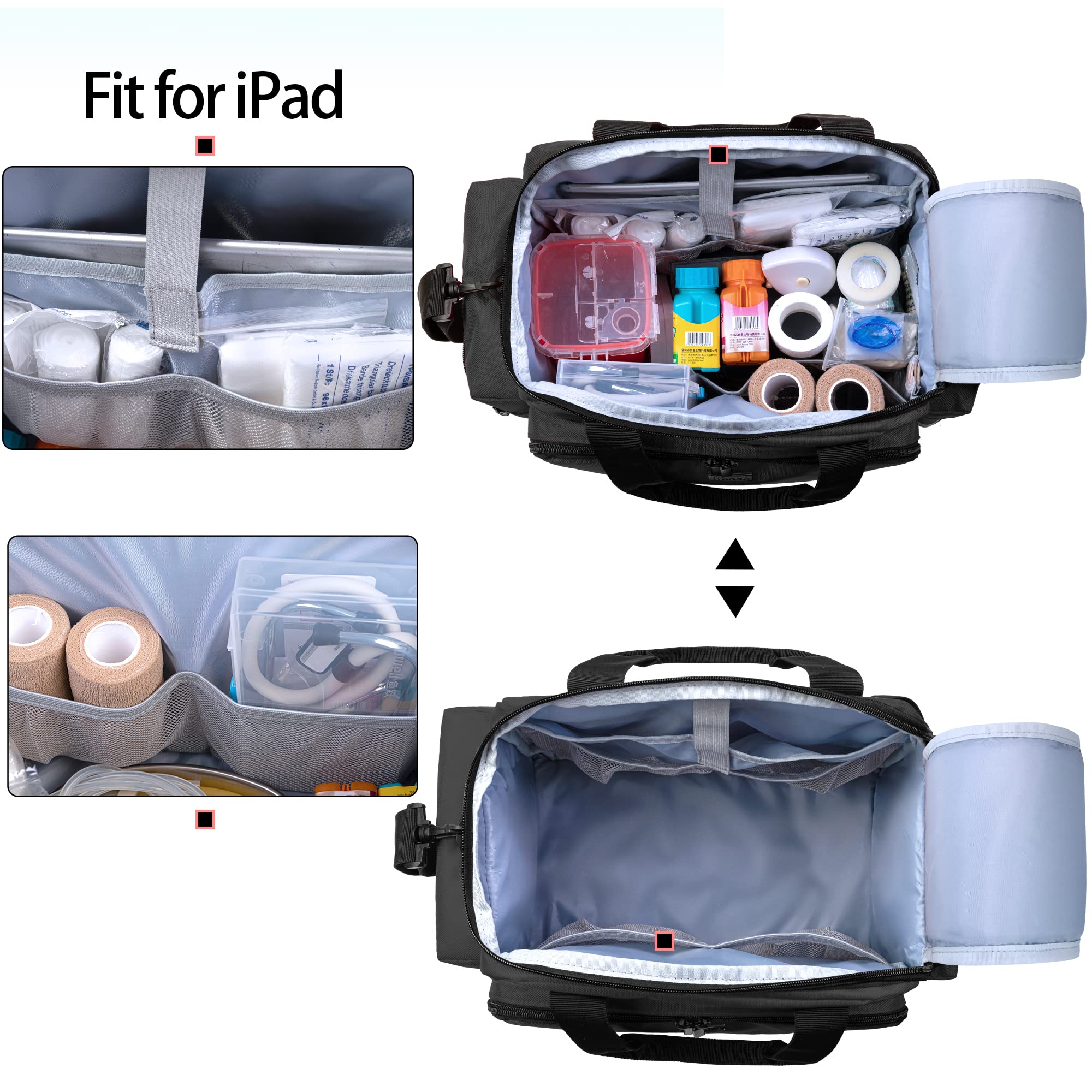 Trunab Home Health Nurse Bag Medical Bag Organizer with Handle and Shoulder Strap for Home Visit, Travel, Nursing Student