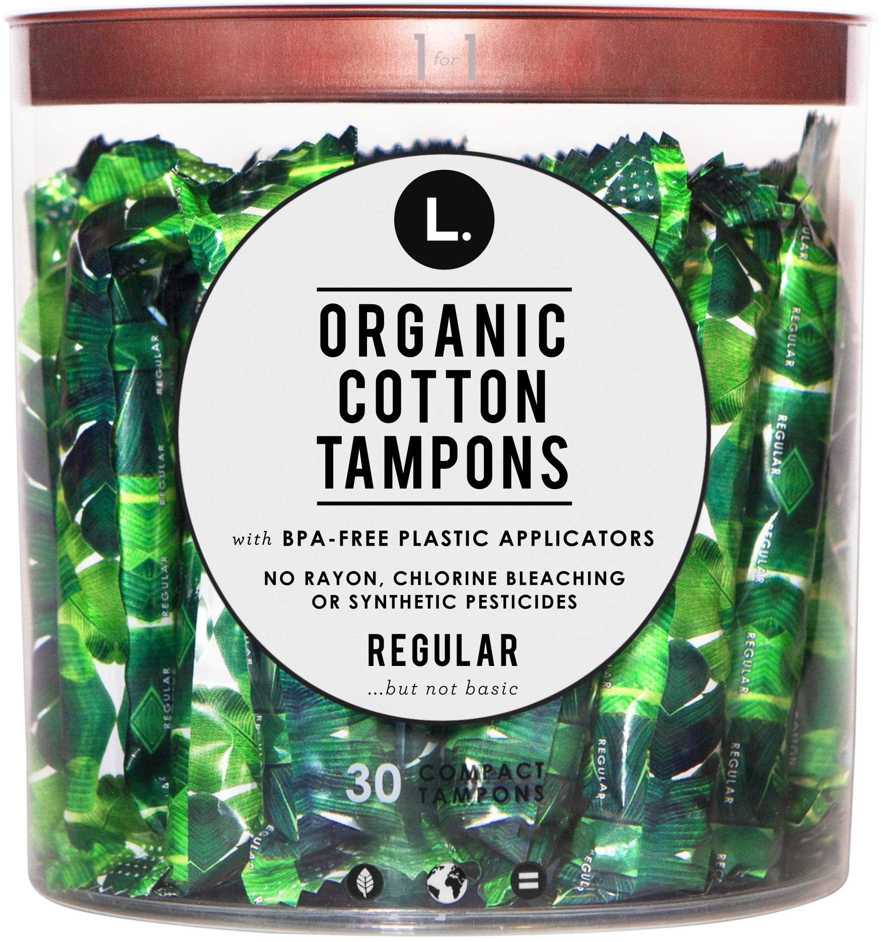 L. Organic Cotton Regular Absorbency Compact Tampons 30 Count