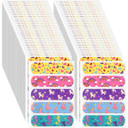 Tondiamo 400 Pieces 5 Styles Cartoon Bandages for Kids Flexible Adhesive Colorful Strips Waterproof Cute Bandages for Girls Repa