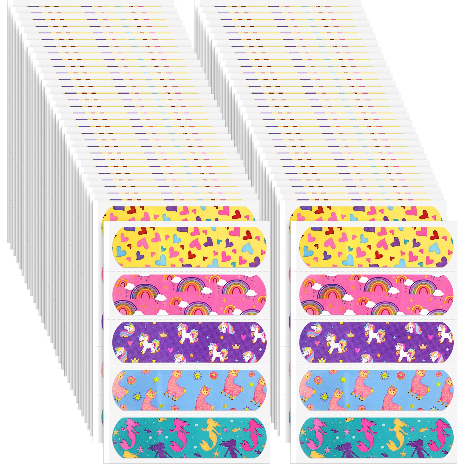 Tondiamo 400 Pieces 5 Styles Cartoon Bandages for Kids Flexible Adhesive Colorful Strips Waterproof Cute Bandages for Girls Repa