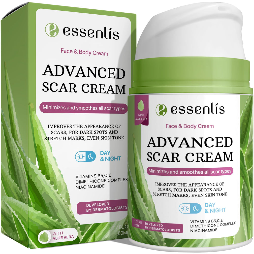 Scar Removal Cream for Women & Men, Rapid Repair of New Old Scars, Spots, Burns All Natural Treatment with Vitamin E, B5, C, Alo