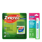 Zyrtec 24 Hour Allergy Relief Tablets with Cetirizine HCl Antihistamine, 90 ct & Benadryl Extra Strength Itch Relief Stick with 