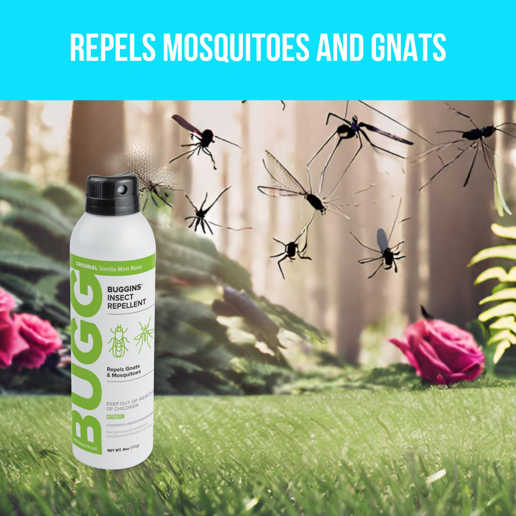 BUGGINS Original - Insect Repellent - Mosquitoes & Gnats, DEET Free, Non-Greasy - 6 oz Continuous Spray Can