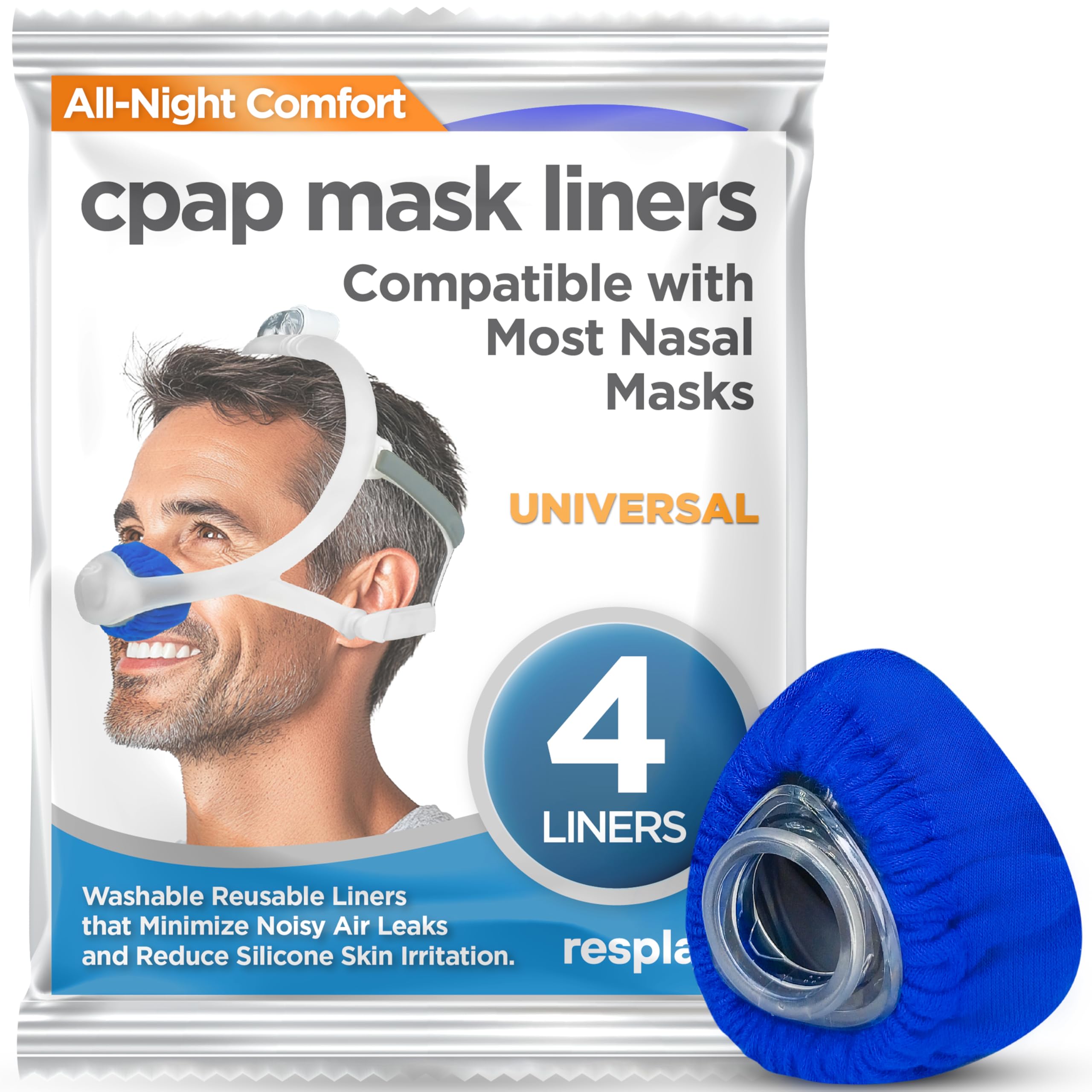 resplabs CPAP Mask Liners Compatible with Most Nasal Masks - Reusable Cushion Covers, Reduces Noisy Air Leaks & Provides Comfort