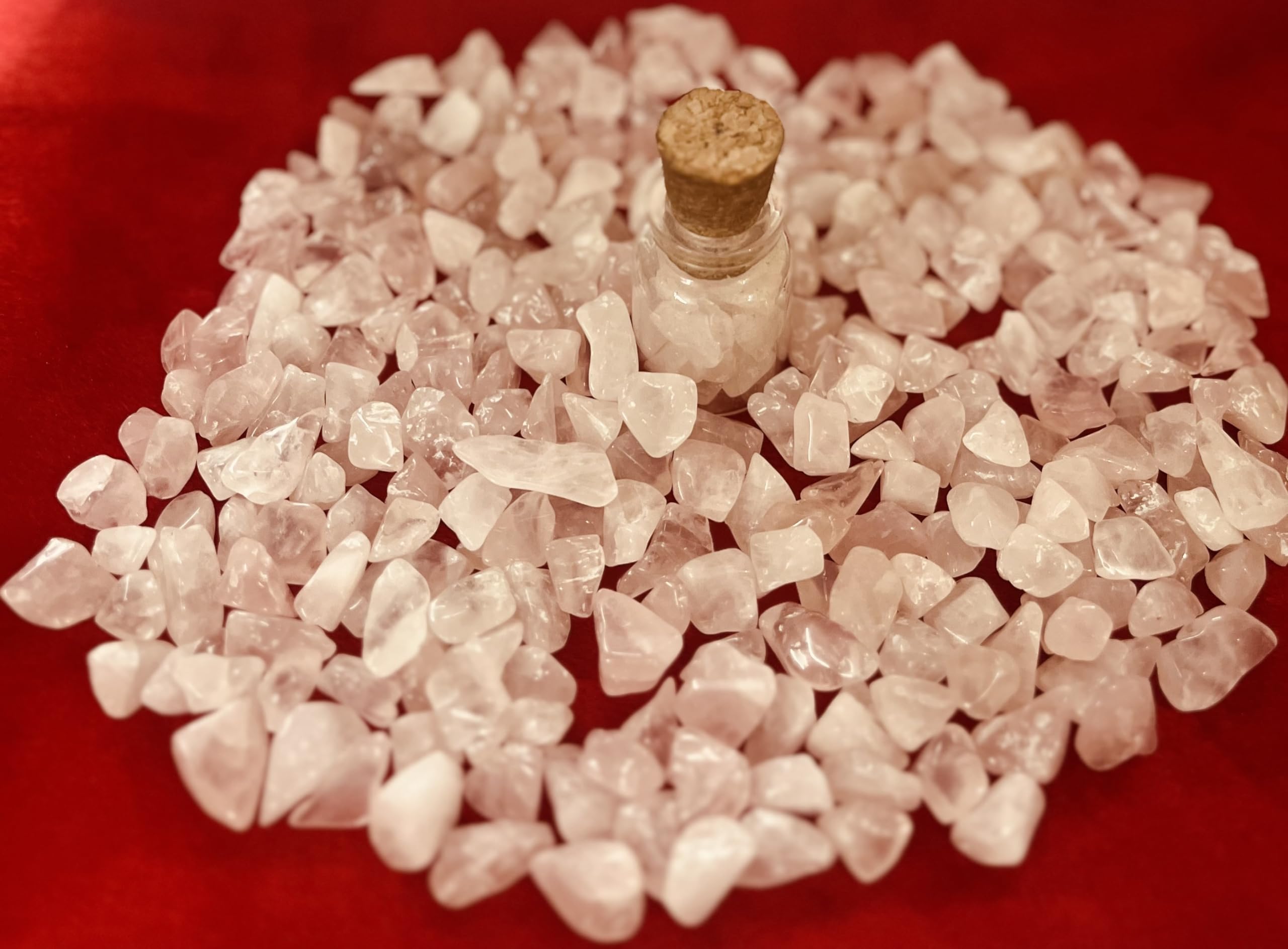 Indian Consigners Natural Crushed Polished Tumbled Gem Stone Chips, Decoration & Healing Crystals (Rose Quartz)