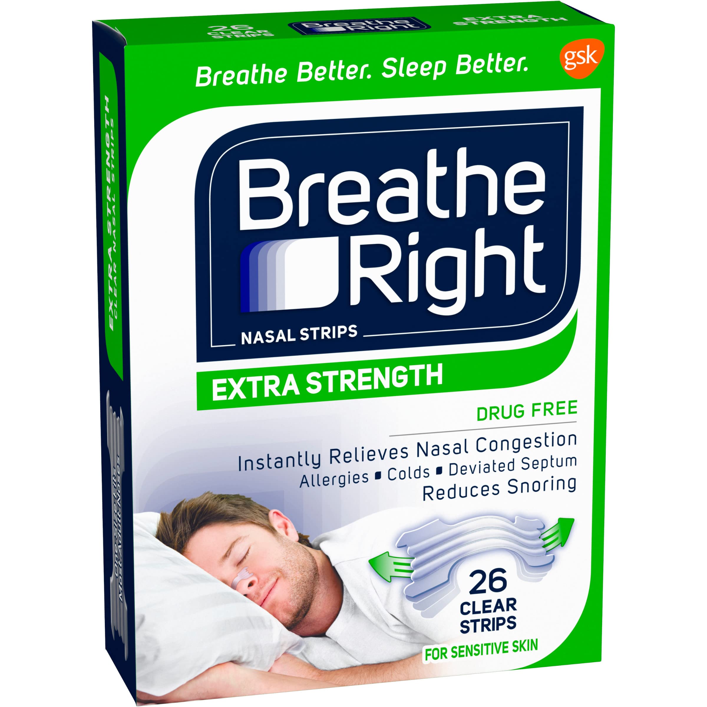 Breathe Right Nasal Strips to Stop Snoring, Extra Clear, 26 Count
