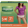 Depend FIT-FLEX Incontinence Underwear for Women, Disposable, Moderate Absorbency, S/M, Blush, 84 Count (4 Packs of 21)