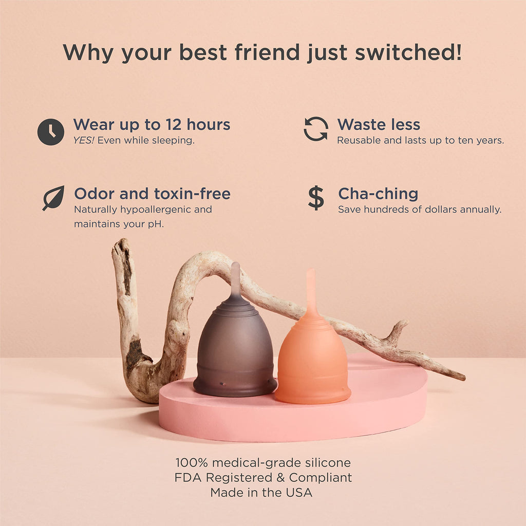 Saalt Soft Menstrual Cup - Best Sensitive Reusable Period Cup - Wear for 12 Hours - Tampon and Pad Alternative (Regular Grey, Sm