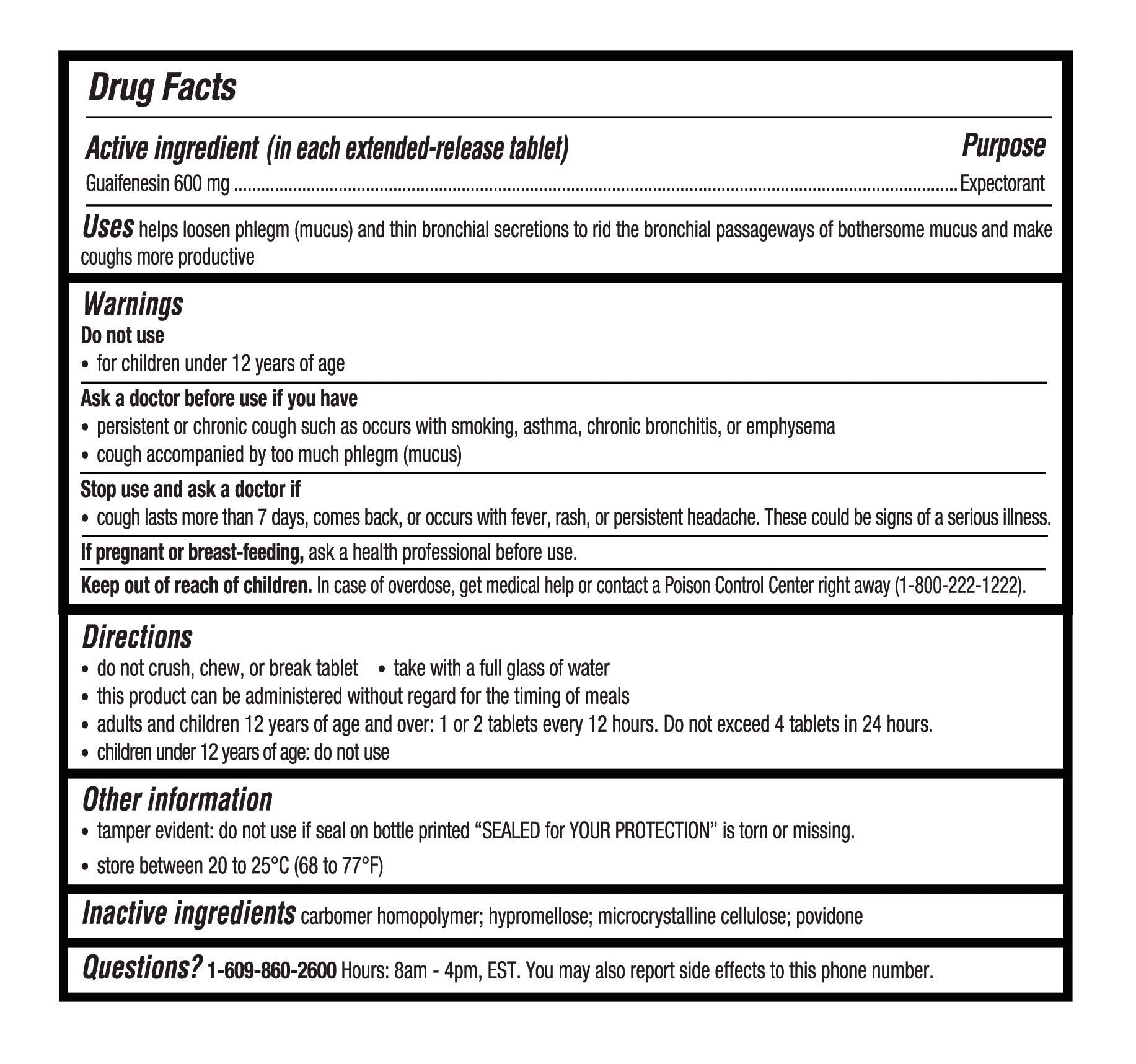Guardian Mucus Relief, 600mg Guaifenesin 12 Hour Extended Release, Chest Congestion Expectorant (100 Count Bottle)
