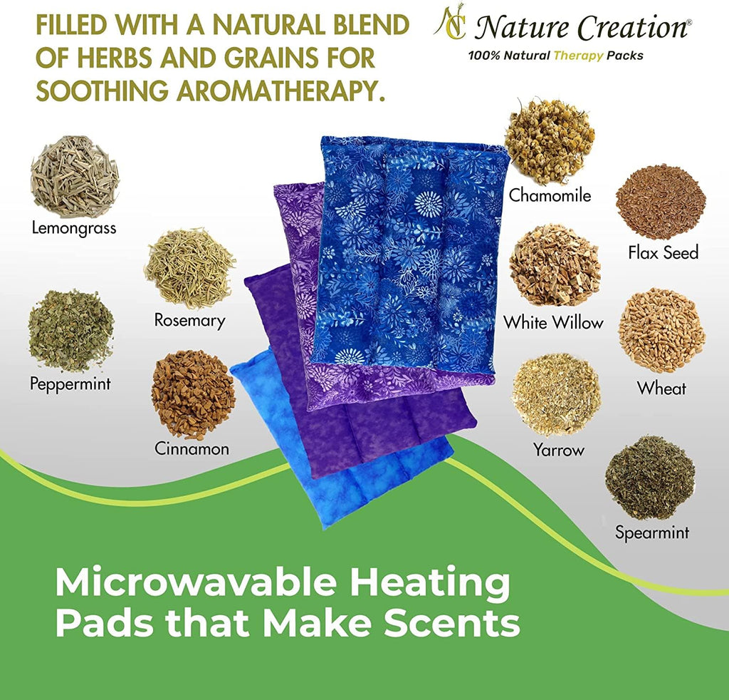 Nature Creation Microwaveable Herbal Heating Pad for Lumbar - Soothing Hot & Cold Therapy Pack for Lower Back- Soothing Relaxati