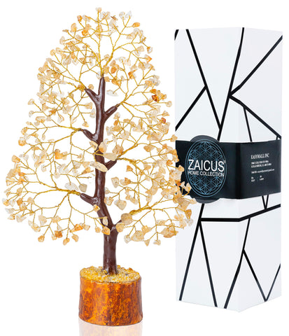 Citrine Gemstone Tree of Life - Chakra Healing Stones for Positive Energy Crystal Tree Reiki Healing Yellow Stone Energy Generat