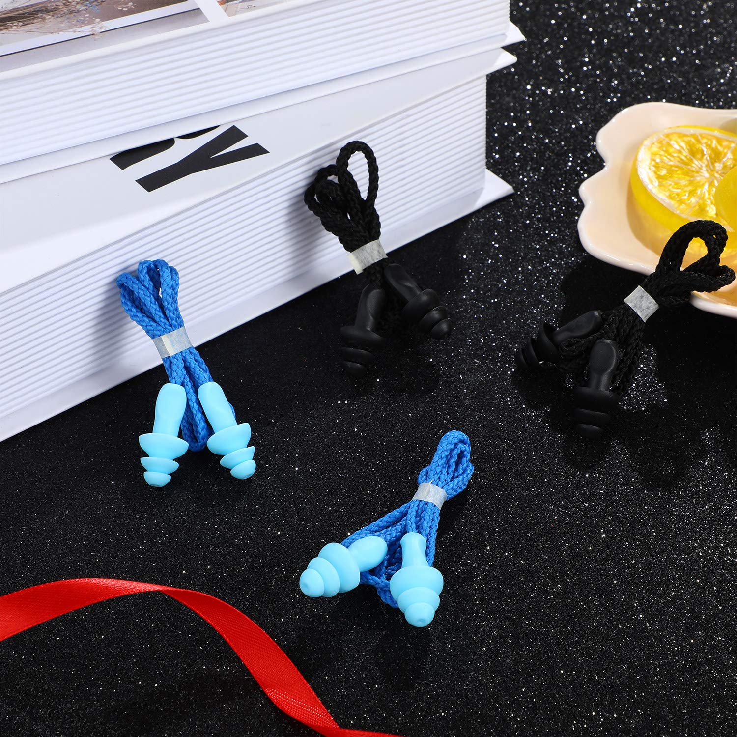 Bememo 20 Pairs Corded Ear Plugs Reusable Silicone Earplugs with String Noise Cancelling Hearing Protection for Sleep Work Shoot