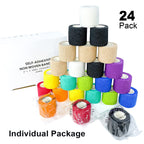 [24Pack 2 x5 Yards] Self Adhesive Bandages Vet Wrap, Wrap Tape Athletic Cohesive Bandage for Sports Injury, Strain, Knee&Wrist,