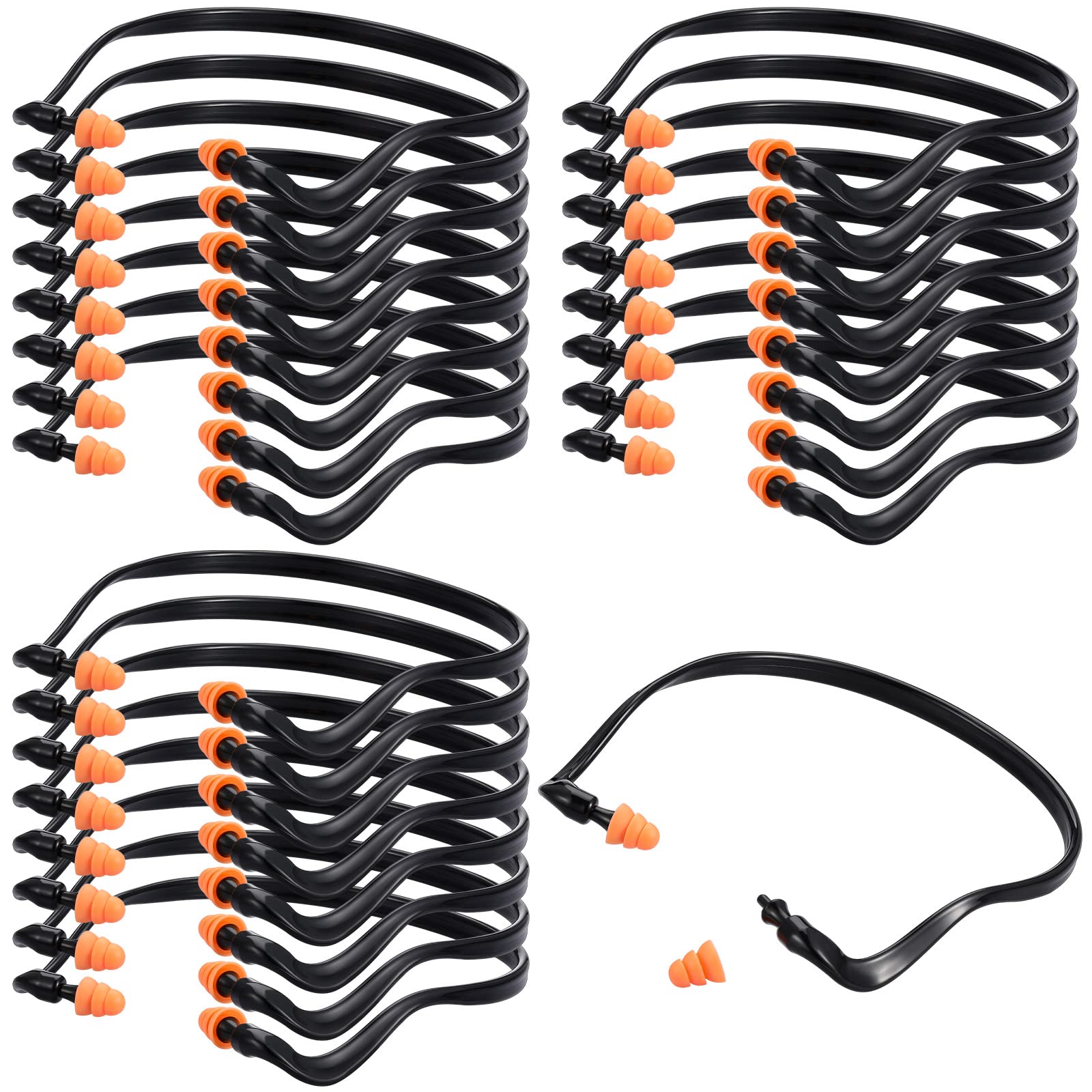LEIFIDE 24 Pcs Banded Ear Plugs for Shooting Range Silicone Reusable Ear Protection Plugs Noise Cancelling Lightweight Earplug f