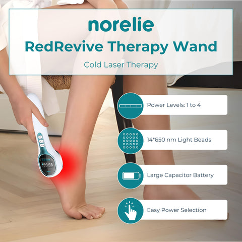 Norelie RedRevive Cold Laser Therapy Device, Portable Infrared Light Therapy for Body Pain Relief, Low Level Red Light Therapy W