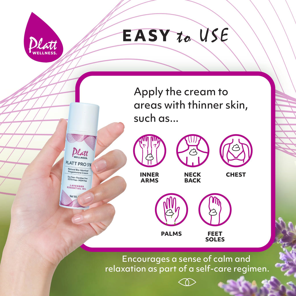 Dr. Platts Platt Pro 5% with Lavender All Natural & Bio-Identical Progesterone Cream - Travel Size (1 Ounce) - Free from parabe