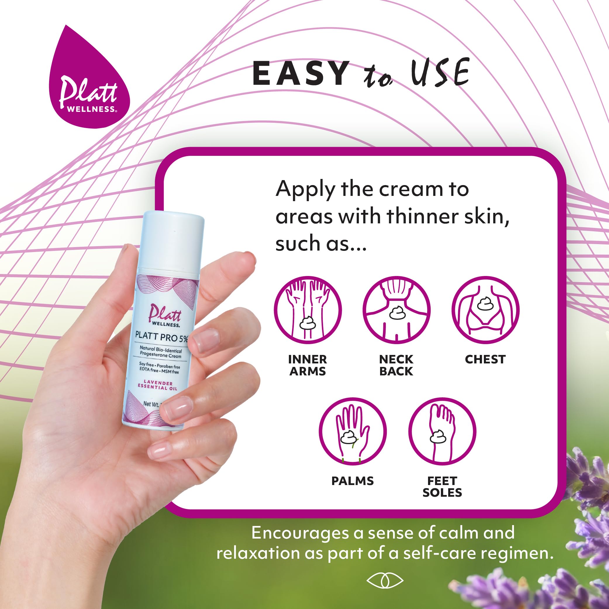Dr. Platts Platt Pro 5% with Lavender All Natural & Bio-Identical Progesterone Cream - Travel Size (1 Ounce) - Free from parabe