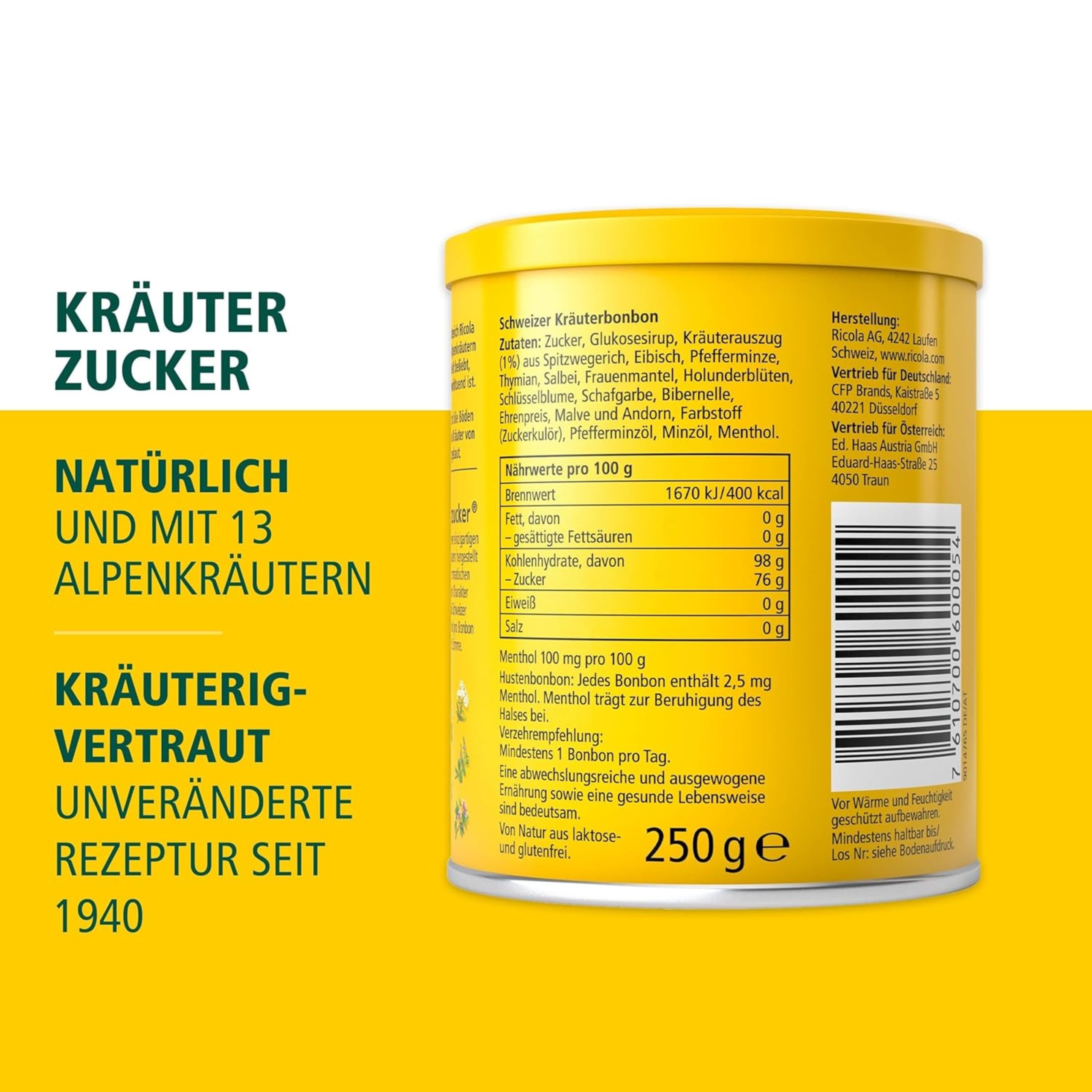 RICOLA m.Z. Kraeuter Bonbons, 250 g