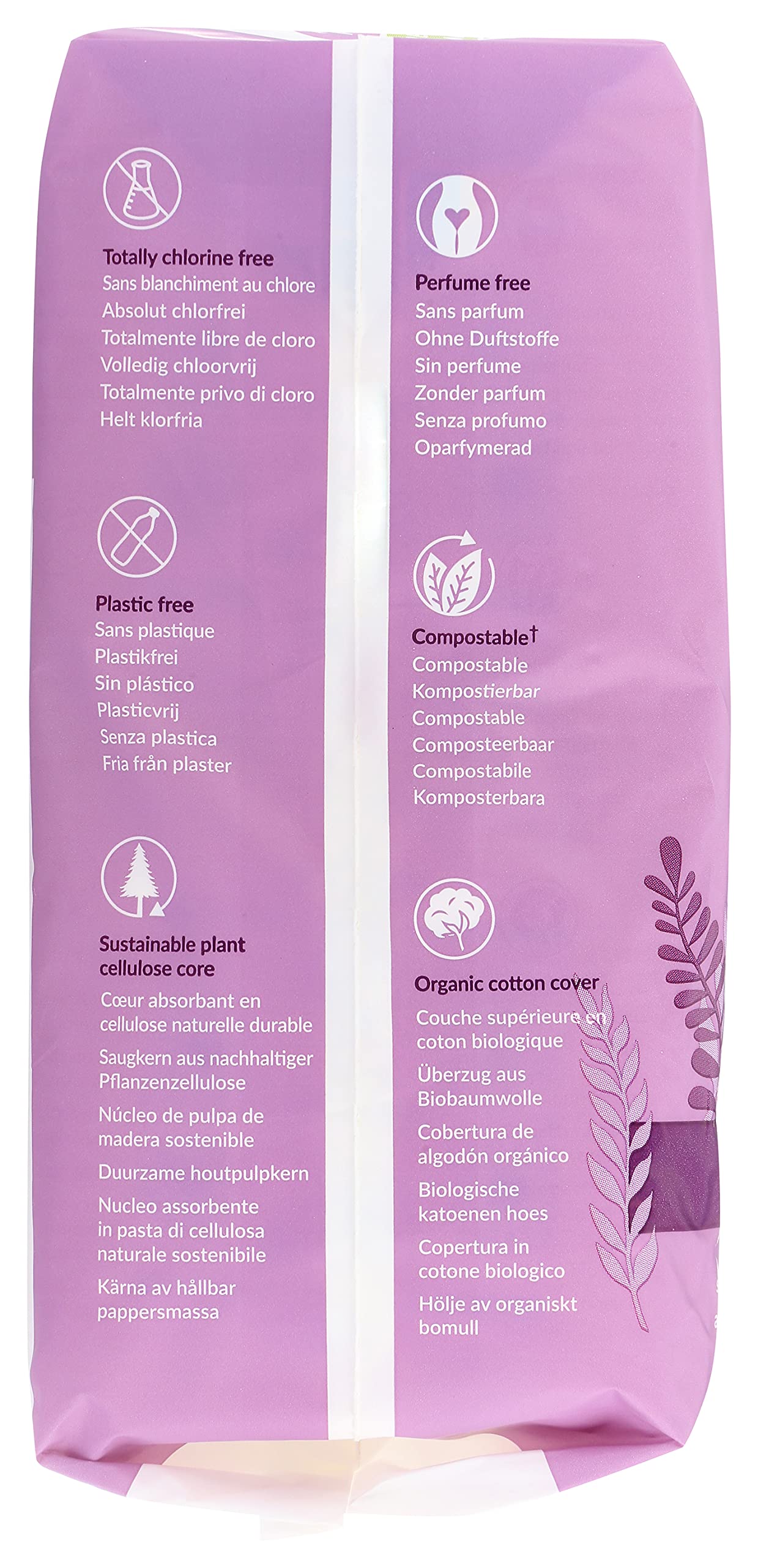 Natracare Natural Traditional Style Maxi Pads, Regular, Individually Wrapped, Without Wings in Plant-Based Bag (1 Pack, 14 Pads