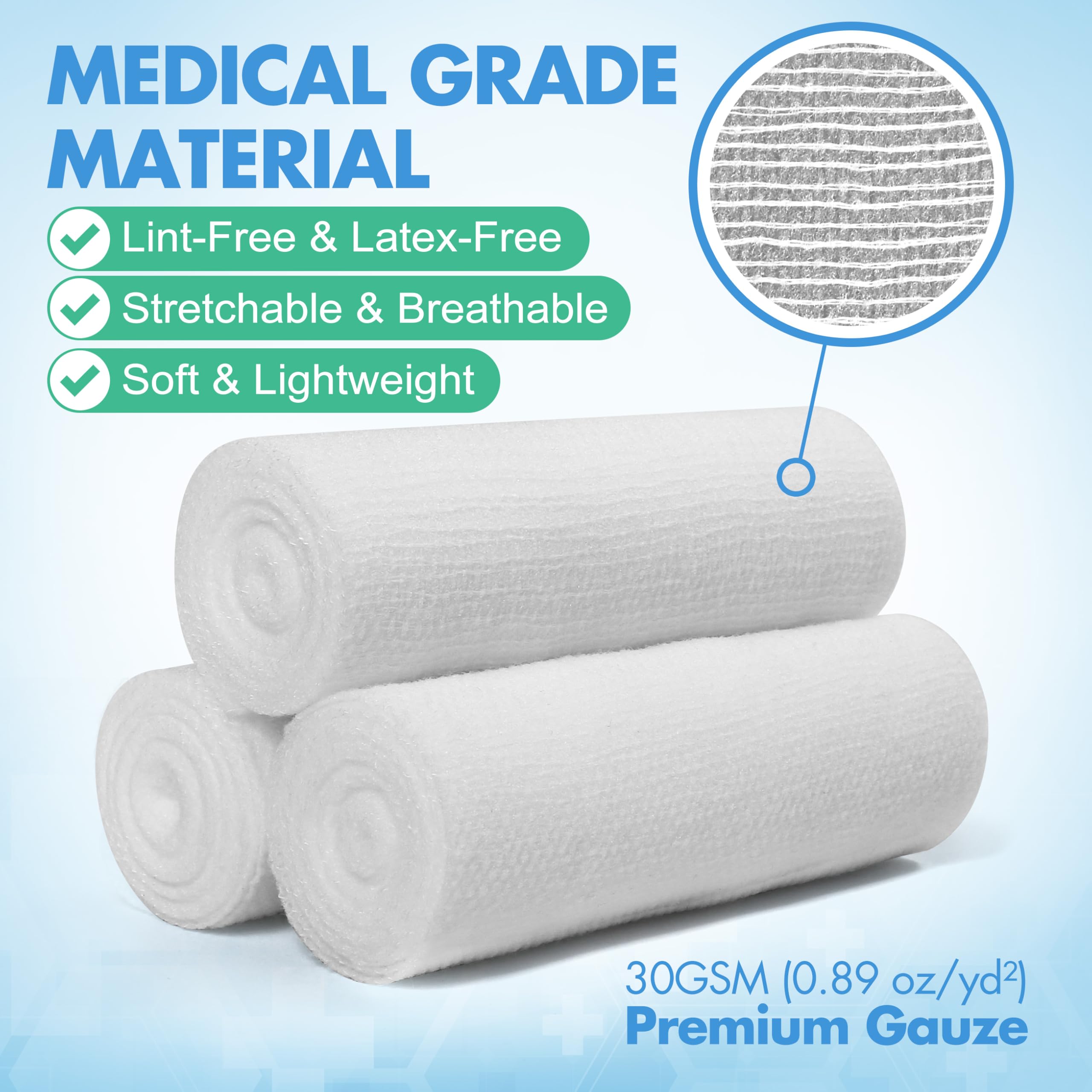 LotFancy Gauze Rolls, 24 Count, 4 Inch x 4.1 Yards, Rolled Gauze Wrap for Wounds, Conforming Stretch Bandage, Medical Supplies f