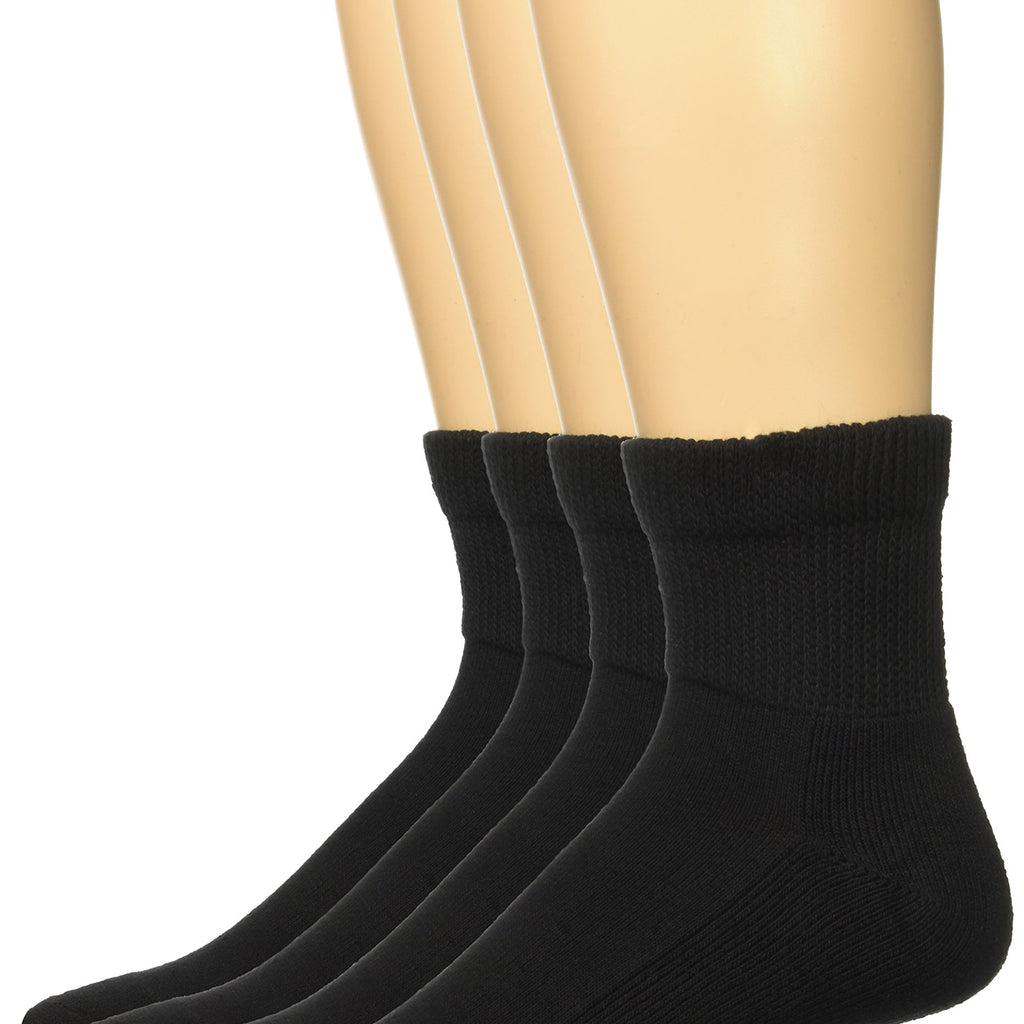 Top Flite Men's Diabetic Non-binding Quarter Socks 2 Pack Sockshosiery, black, Large