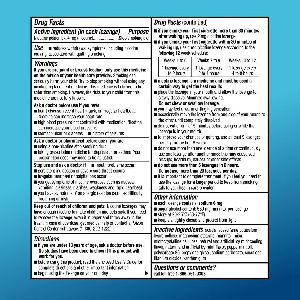 Amazon Basic Care Coated Ice Mint Nicotine Polacrilex Lozenges, 4 mg, Stop Smoking Aid, 120 Count