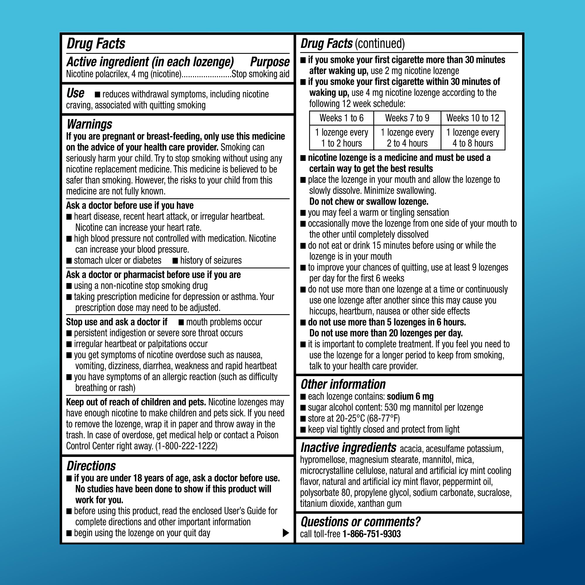 Amazon Basic Care Coated Ice Mint Nicotine Polacrilex Lozenges, 4 mg, Stop Smoking Aid, 120 Count