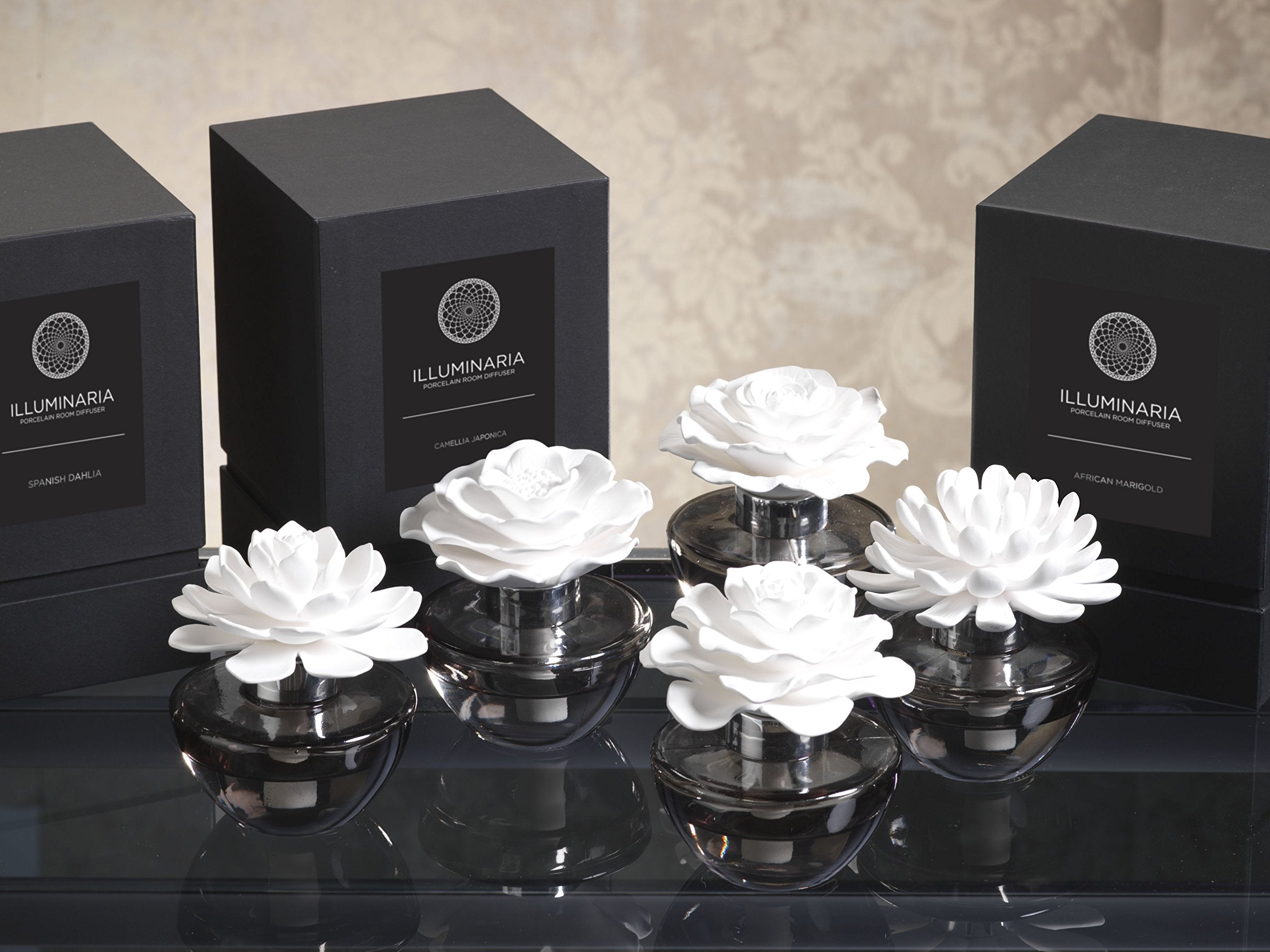 Zodax Illuminaria Porcelain Room Diffuser Gray Glass Bottle Tahitian Gardenia