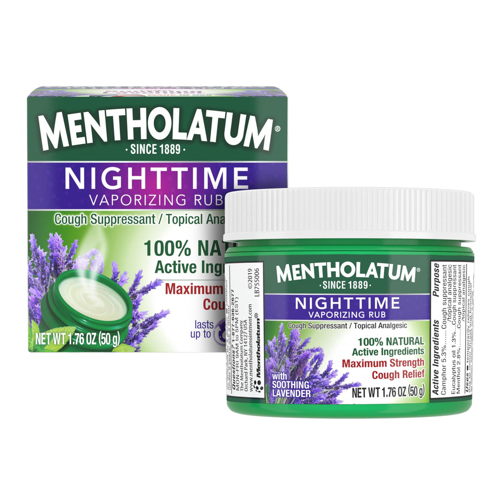 Mentholatum Nighttime Vaporizing Rub with soothing Lavender essence, 1.76 oz. (50 g) - 100% Natural Active Ingredients for Maxim