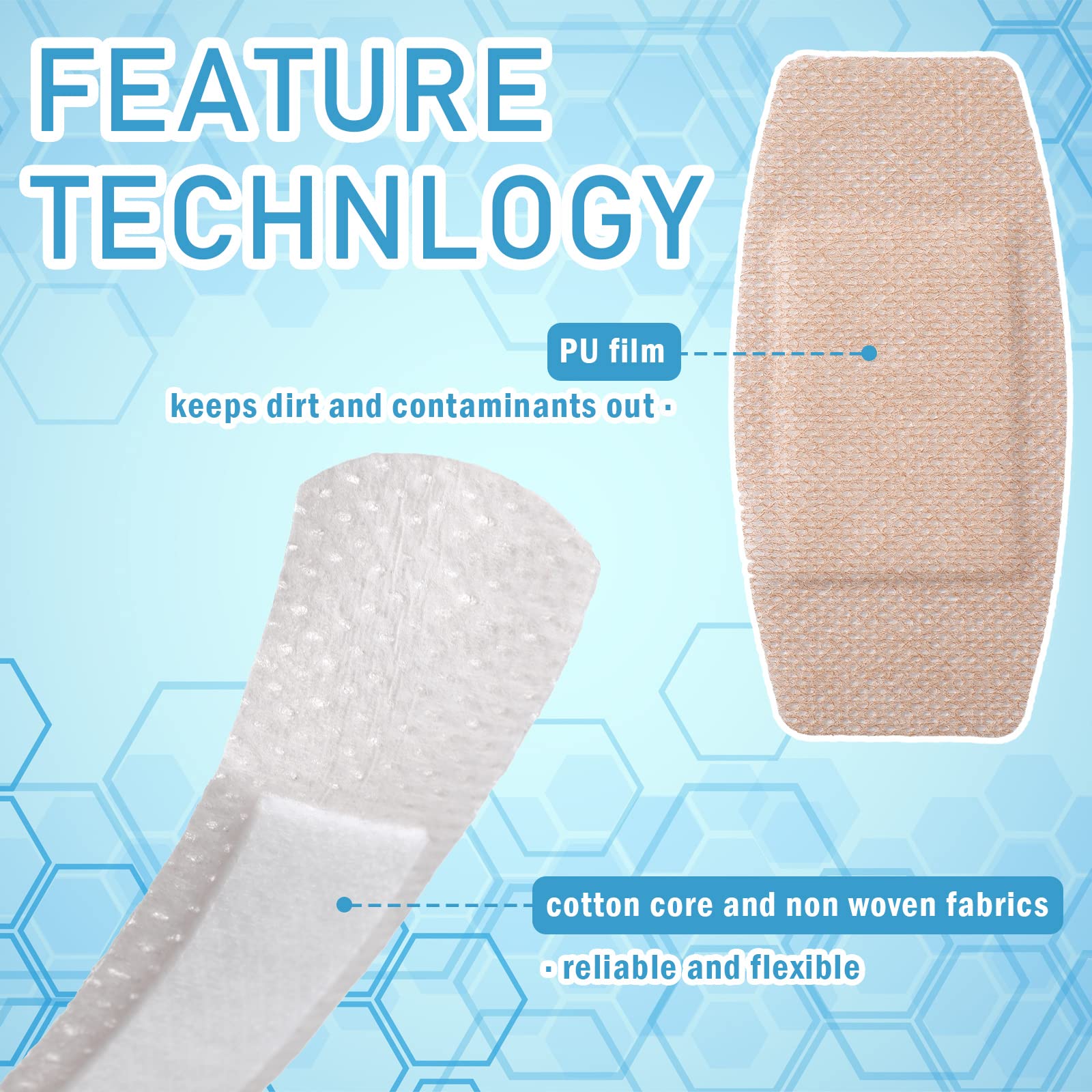 Funtery 100 Pcs Silicone Bandages Assorted Sizes Sensitive Skin, Painless Removal Silicone Bandages for Fragile Sensitive Skin E