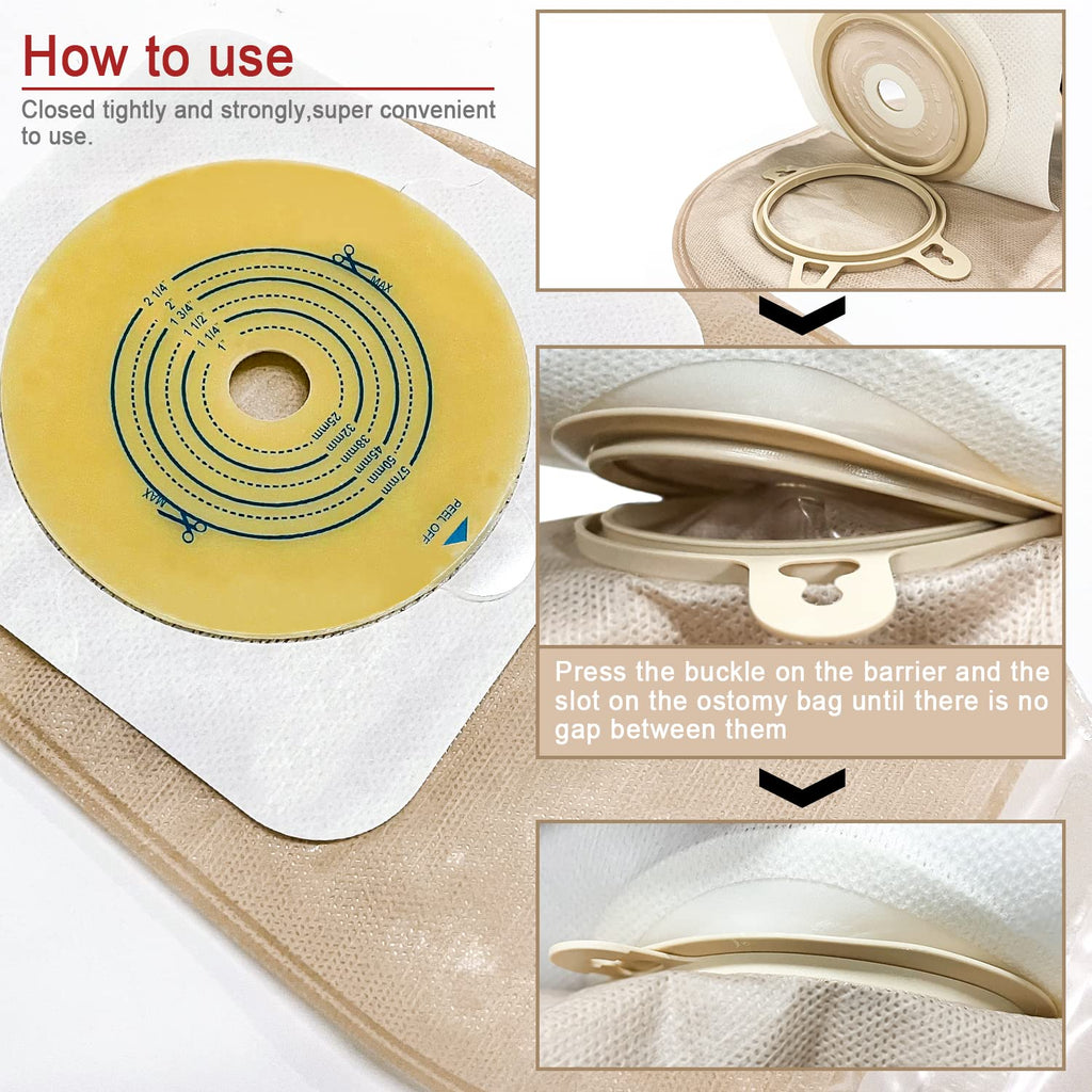 Carbou 21 PCS Colostomy Bags Ostomy Supplies Clamp Drainable Pouches for Colostomy Ileostomy Stoma Care with Measure Card,Cut-to