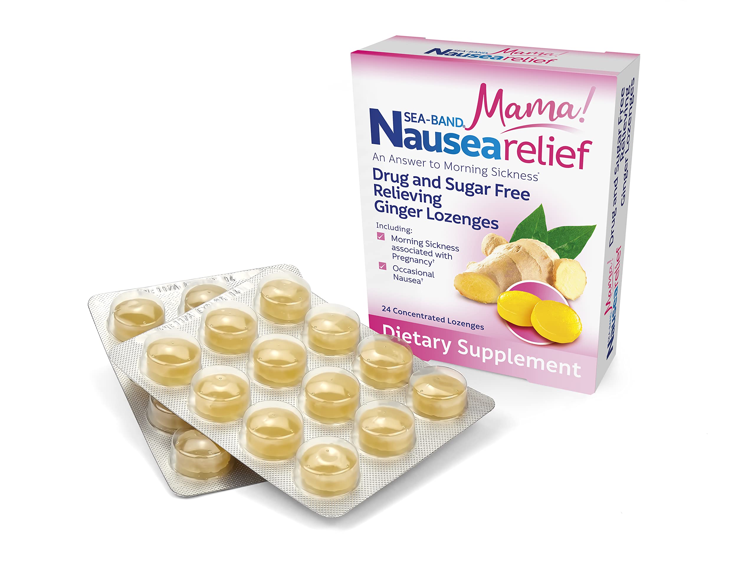 Sea-Band Ginger Mama Lozenges, Drug and Sugar Free, for Motion Sickness and Nausea Relief*