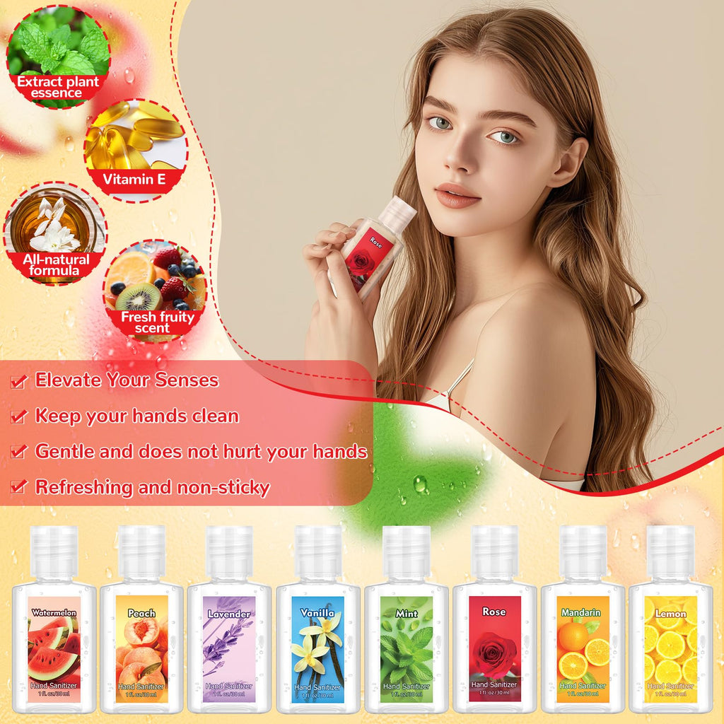 Frienda 24 Pcs Mini Hand Sanitizer Bulk Scented Hand Sanitizer Travel Size 1 Fl oz Peach Lavender Vanilla Assorted Scents Saniti