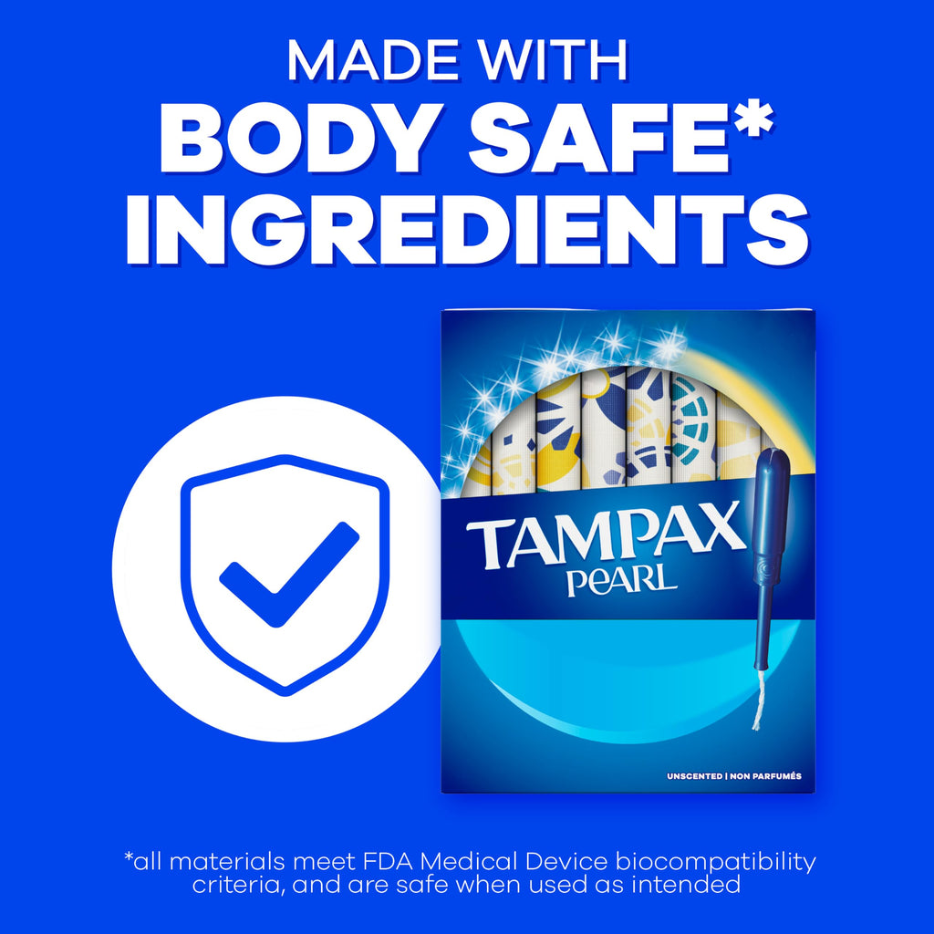Tampax Pearl Tampons for Women, with LeakGuard Braid, Super Absorbency, Unscented, 36 Count