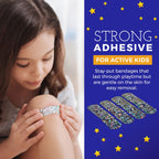 Glitter Bandages for Kids -(100 Count Box) Adhesive Bandage Strips w/Colorful Glitter Design & Latex-Free Individually Wrapped S