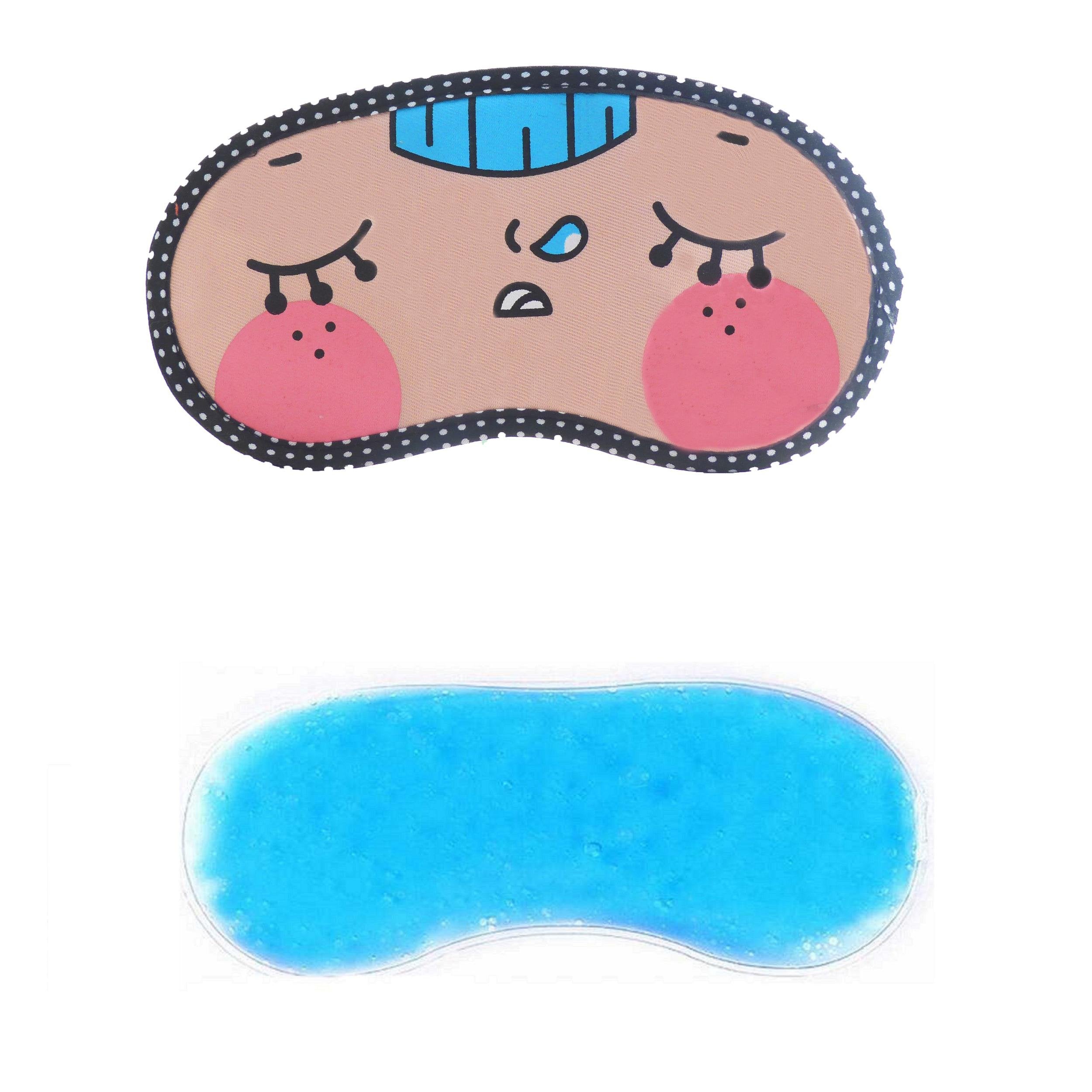 Jenna Polyester Cute Sleeping Eye Shade Mask Cover For Insomnia, Meditation, Puffy Eyes And Dark Circles Black With Gel (Napping