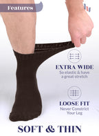 Hugh Ugoli Diabetic Socks for Men, Loose Ankle Socks Bamboo, Extra-Wide, Thin, Seamless Toe and Non-Binding Top, 4 Pairs, Dark B
