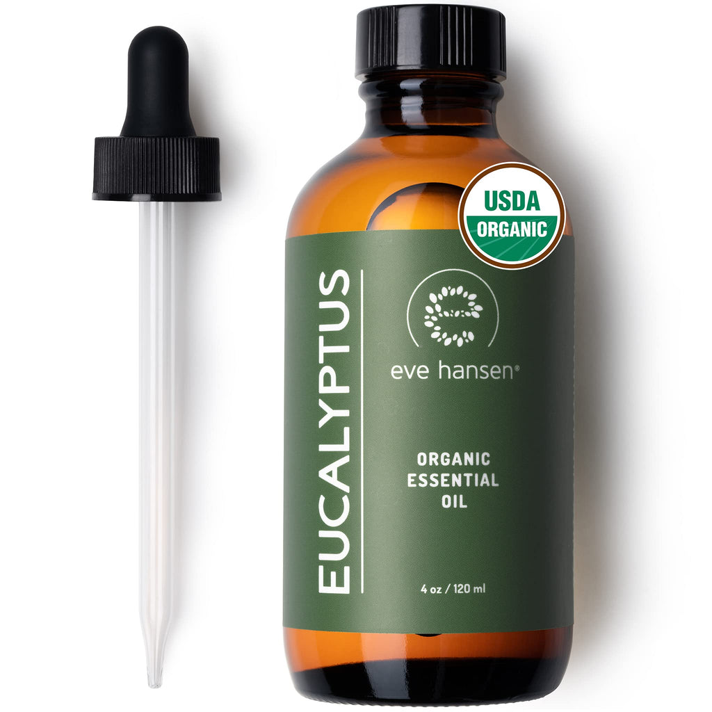 Eve Hansen USDA Certified Organic Eucalyptus Essential Oil 4oz | Topical and Aromatherapy Essential Oil | Organic Eucalyptus Oil