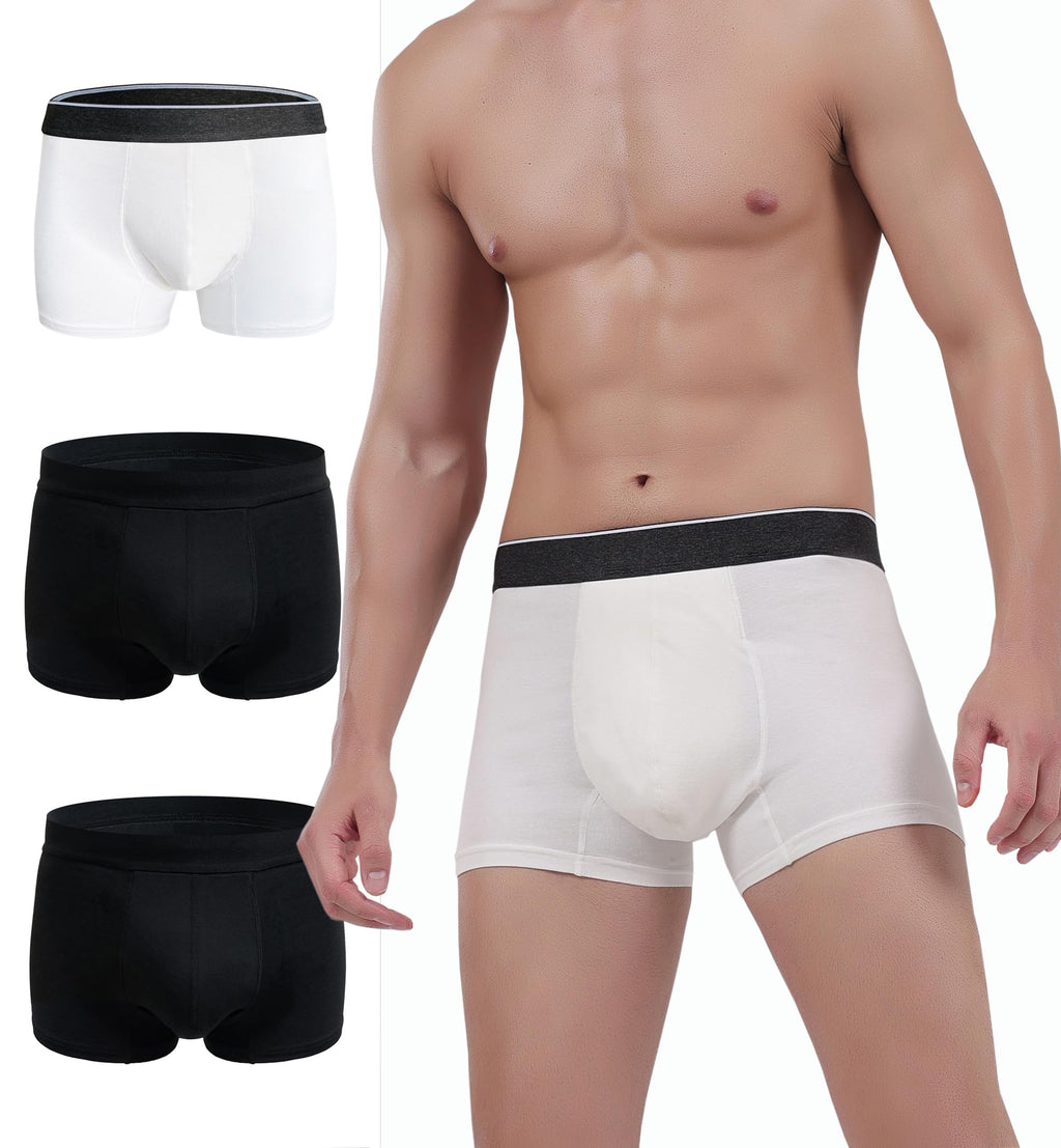 AIRCUTE Men Urinary Incontinence Underwear Washable Absorbency Soft Bladder Leak Proof Boxer Briefs 60 ML 3 Pack (2X-Large,Black