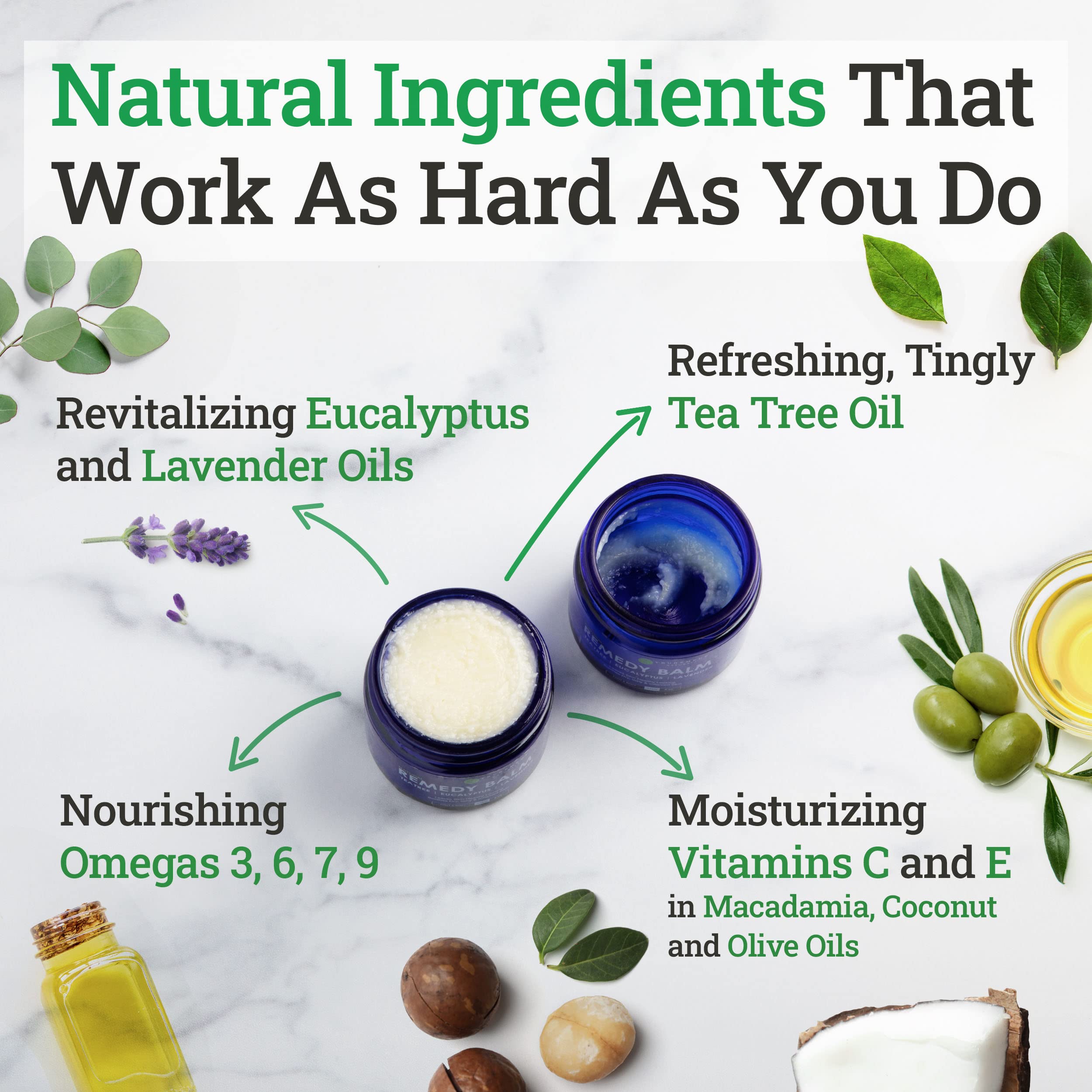 Truremedy Naturals Remedy Balm with Tea Tree Oil, 2 oz - Soothing Moisturizer for Rough Areas - Nourishing Foot and Body Balm wi