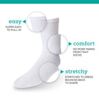 Men's Diabetic Socks -12 Pack - White - By Zeke Size: 10-13