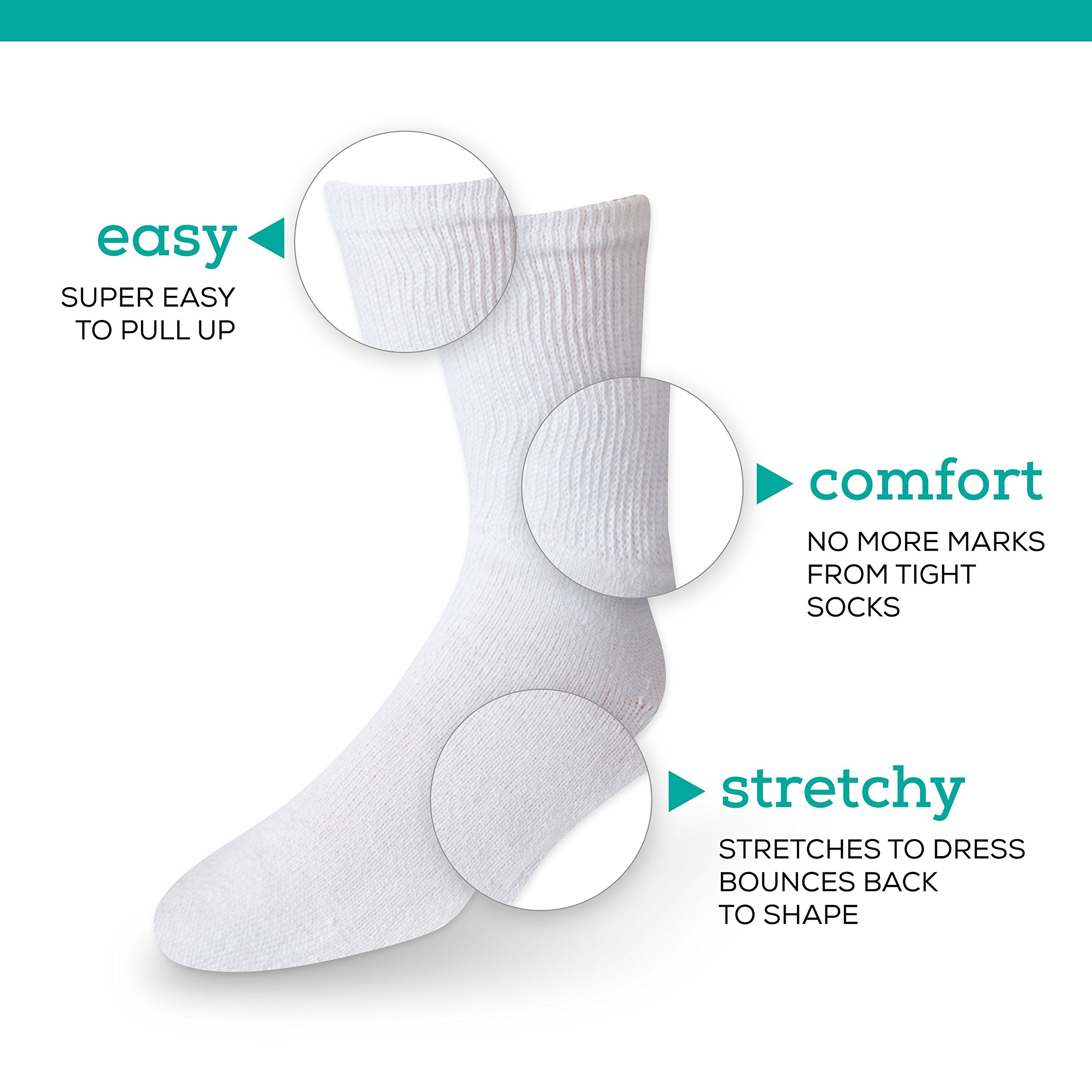 Men's Diabetic Socks -12 Pack - White - By Zeke Size: 10-13