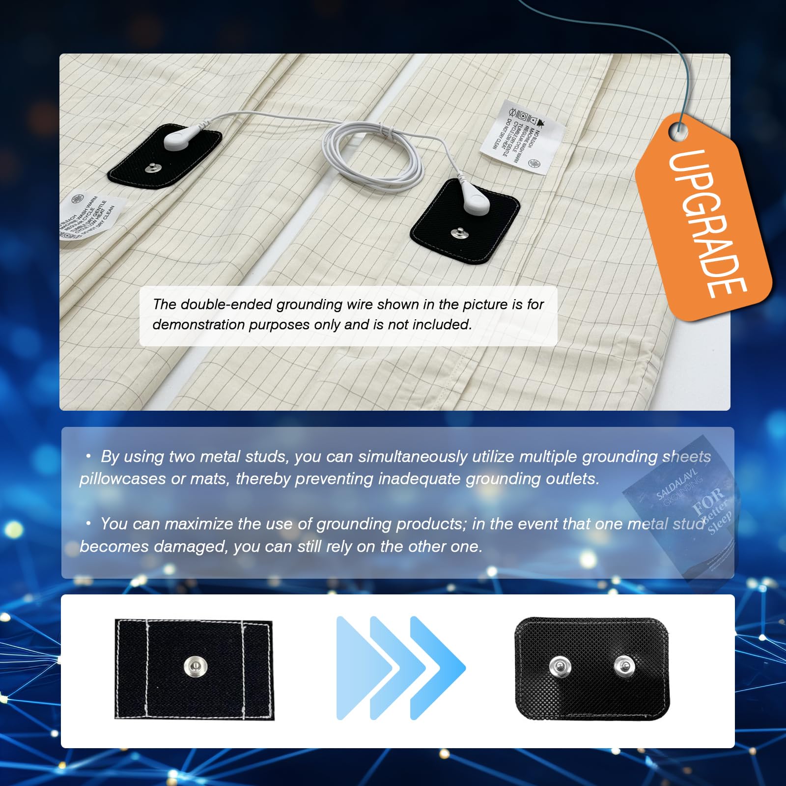 Grounding Sheets King Conductive Grounding Mat for Bed with 15ft Grounding Cord Improve Sleep Reduce Stress Natural Wellenss for