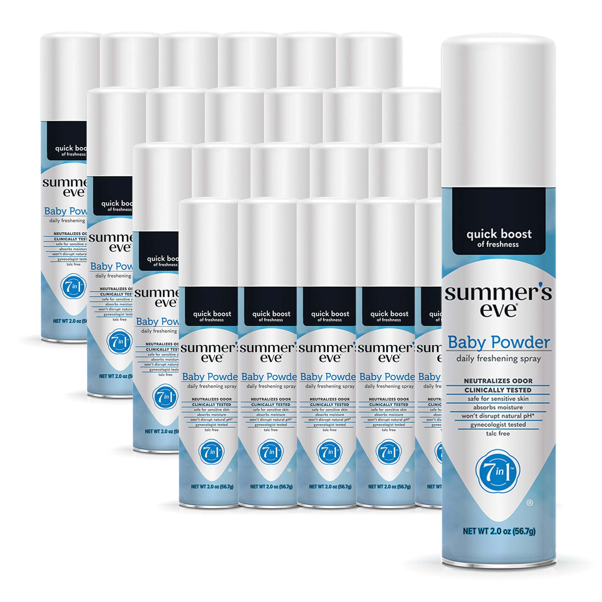 Summer's Eve Baby Powder Daily Gentle Feminine Spray, 2 oz, 24 Pack
